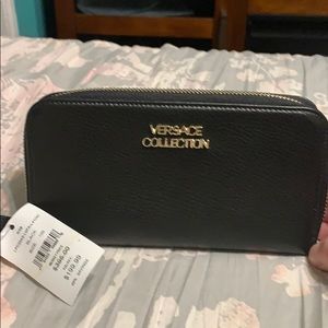 Black leather Versace Collection Wallet
